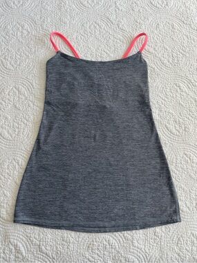 Lululemon Dancing Warrior Heather Gray Neon Coral Strappy Tank Top Active Size 6